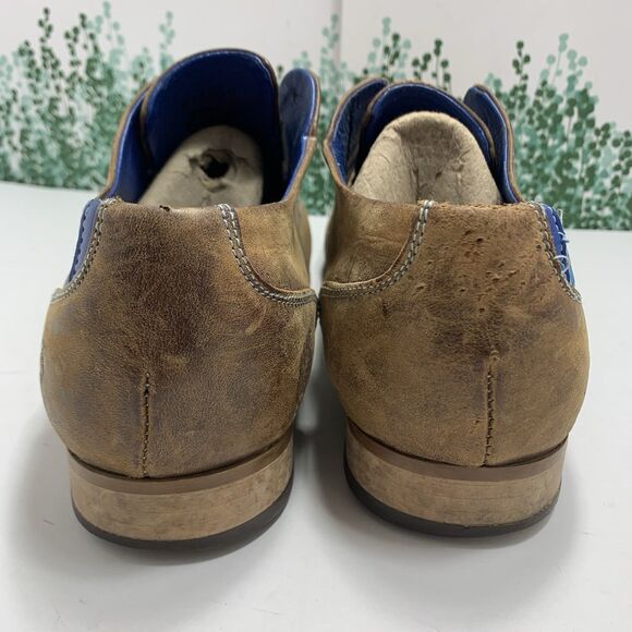John Fluevog Leather Distressed Brown Blue Oxfords Mens Size 8M main image 4